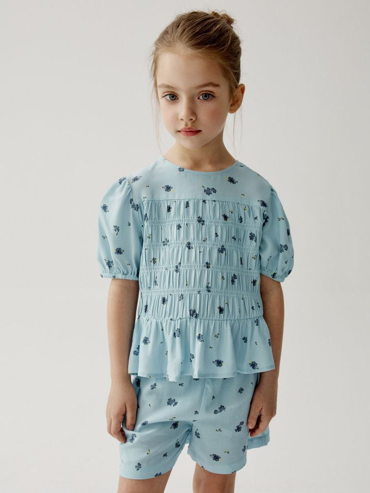 Комплект: блузка и шорты Sela для девочек, голубой, арт. 51430