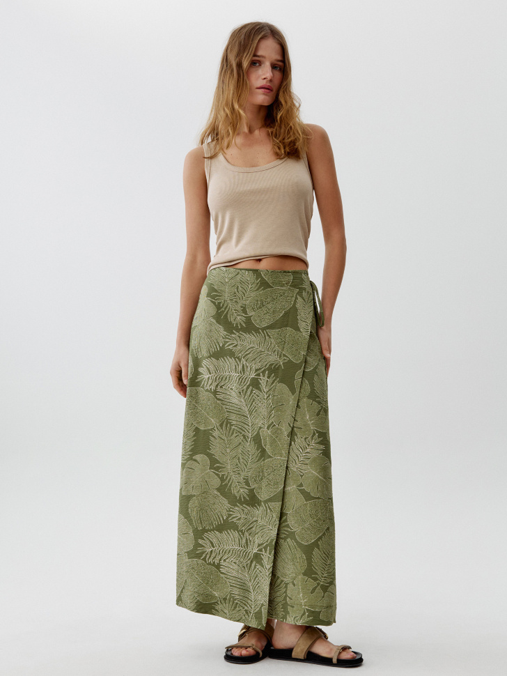 Юбка миди Sela на запах, зеленый, арт. 54366