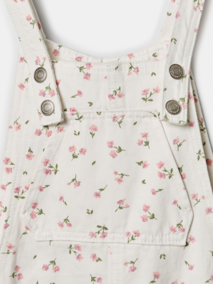 джинсовый комбинезон с принтом для девочек из хлопка спереди