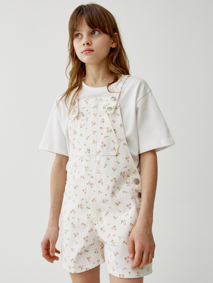 джинсовый комбинезон с принтом для девочек 4610517913227 фотография