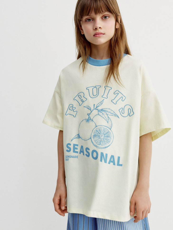 Футболка оверсайз Sela с принтом, бежевый, арт. 52464