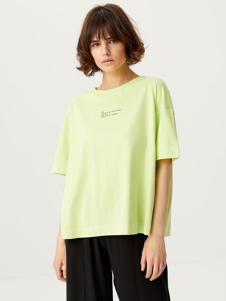

Футболка оверсайз с надписями, Зеленый