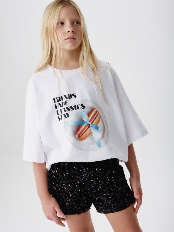 футболка оверсайз с новогодним принтом для девочек 4680798763521 фотография