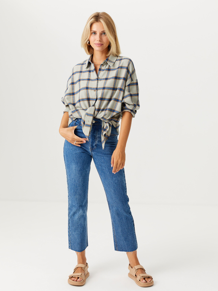 

Прямые джинсы mom fit, Голубой