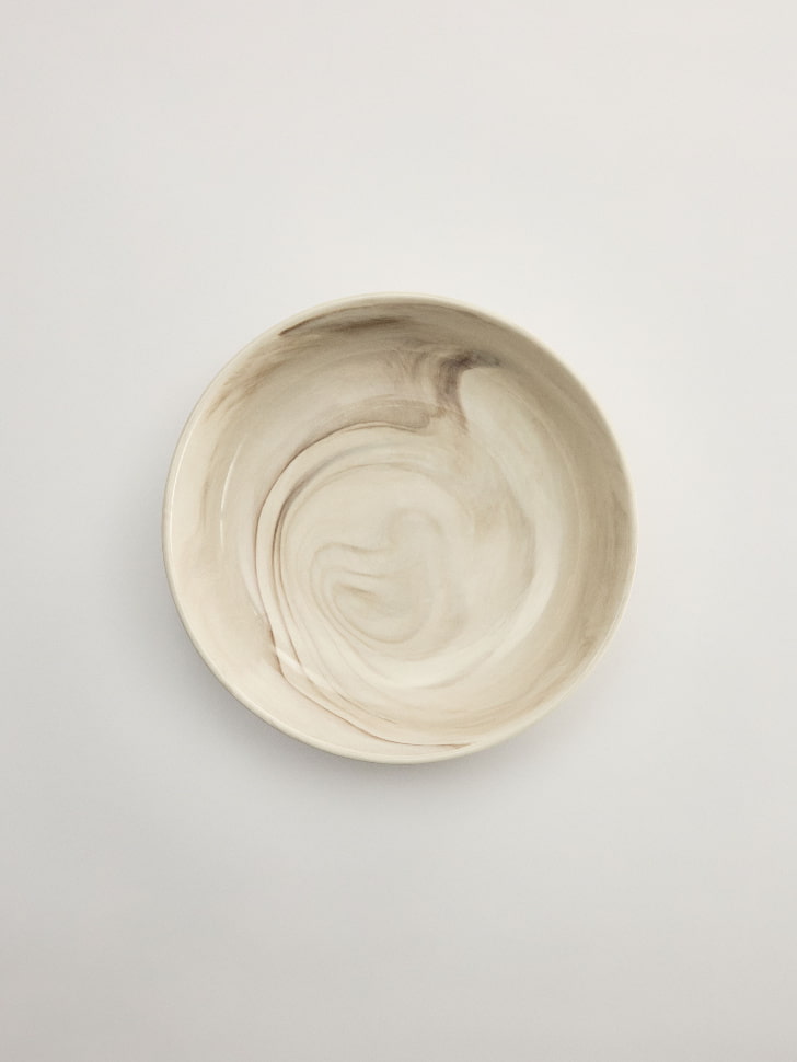 Глубокая тарелка из керамики, бежевый, коричневый, арт. cerp001