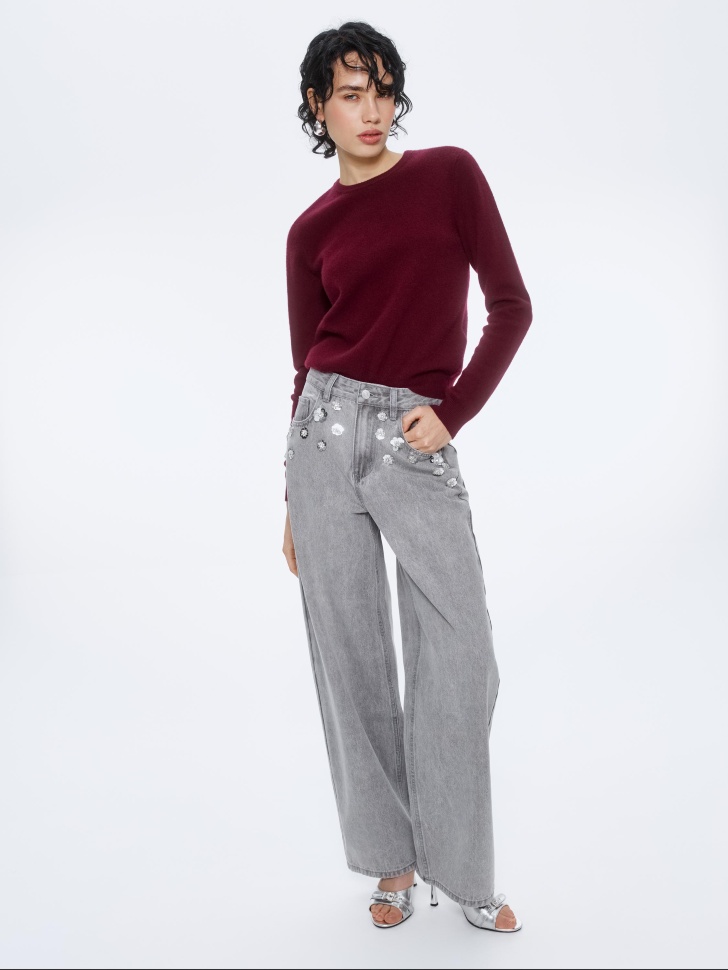 джинсы loose straight с цветочным декором 4610517289971 фотография