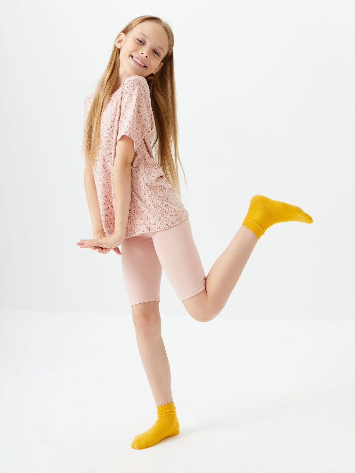 Пижама с принтом для девочек (розовый, 134-140)