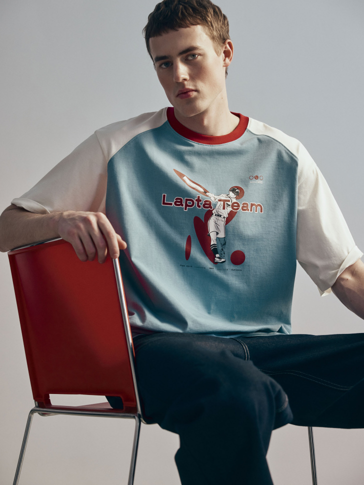 Футболка оверсайз с принтом, разноцветный, арт. 31030