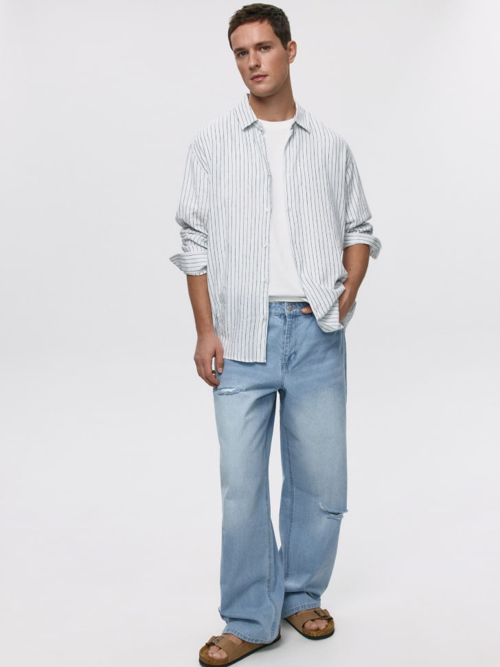 Рваные джинсы WIDE LEG