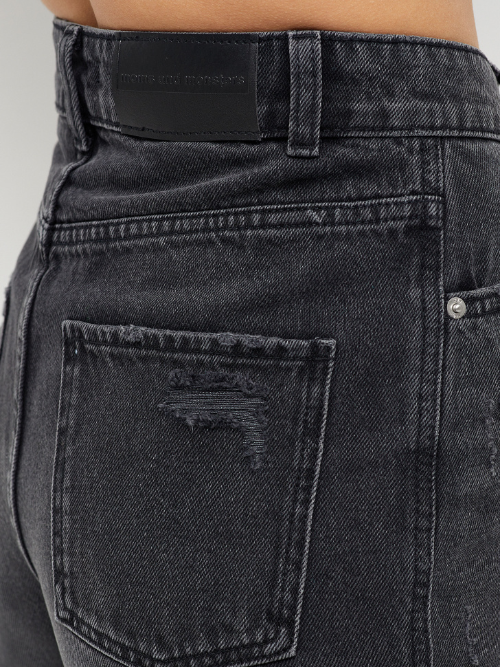 Прямые джинсы с рваным нижним краем (серый, S) sela 4680129322335 - фото 5