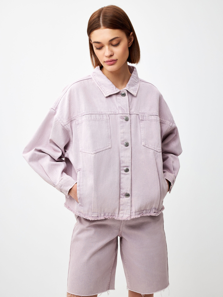 Джинсовая куртка оверсайз (сиреневый, S)