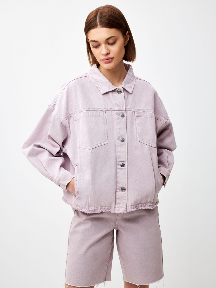 Джинсовая куртка оверсайз (сиреневый, L)