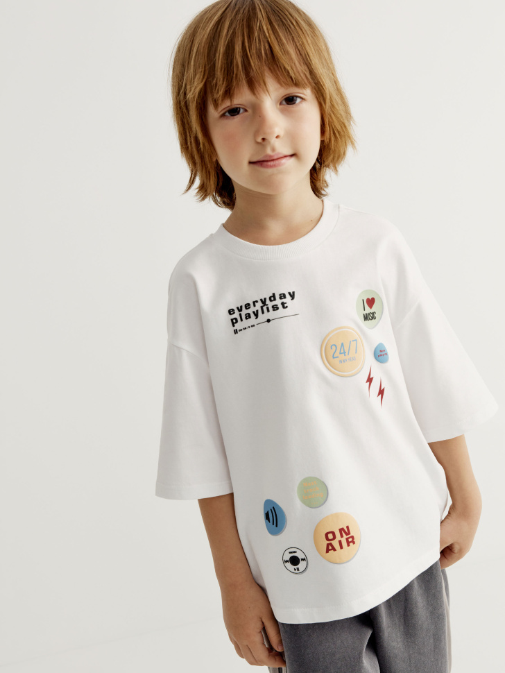 

Футболка оверсайз с принтом для мальчиков, SL6803060210