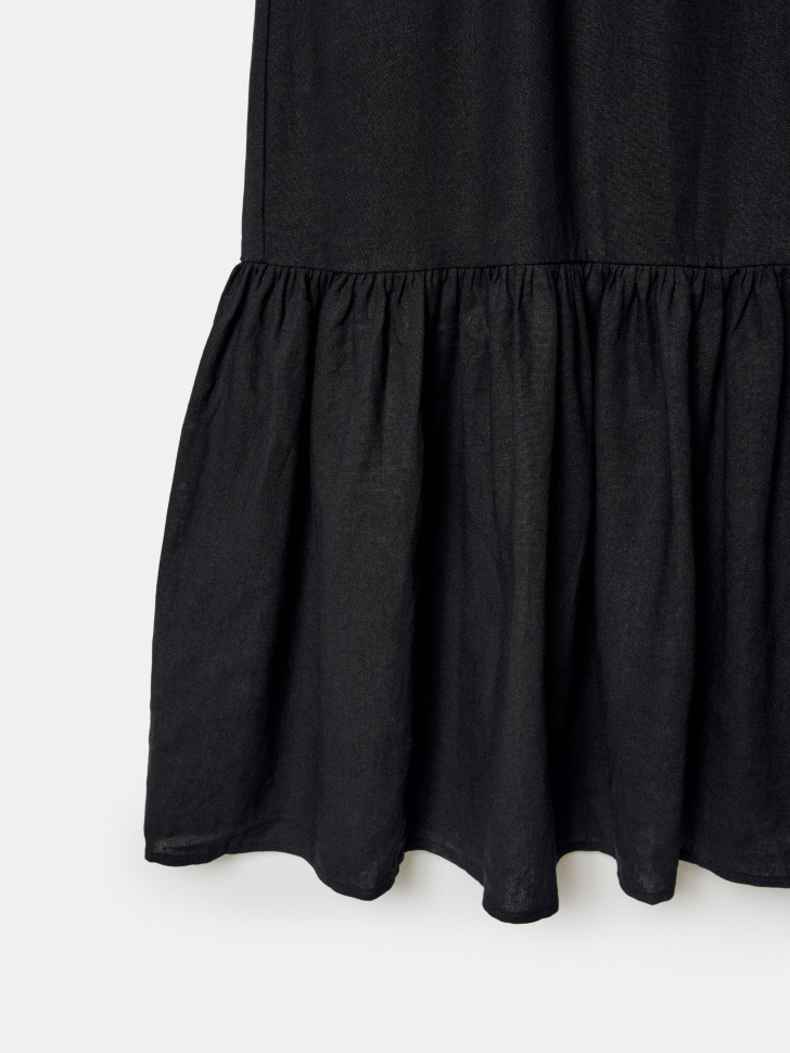 платье макси на бретелях из смесового льна из россии вид сбоку