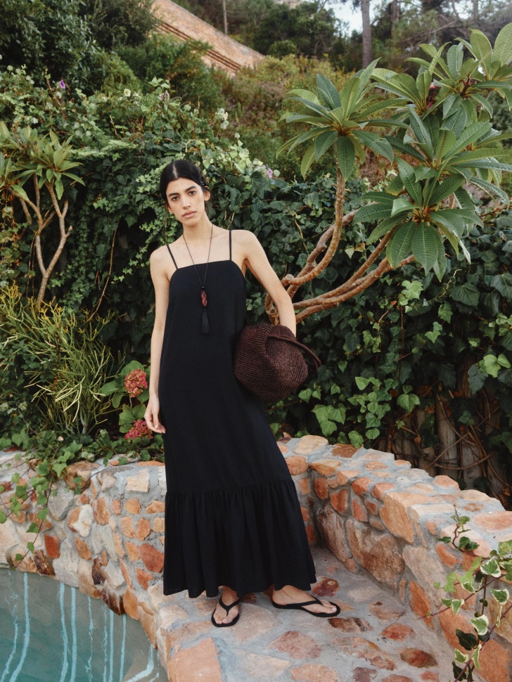 платье макси на бретелях из смесового льна 4610517429018 фотография