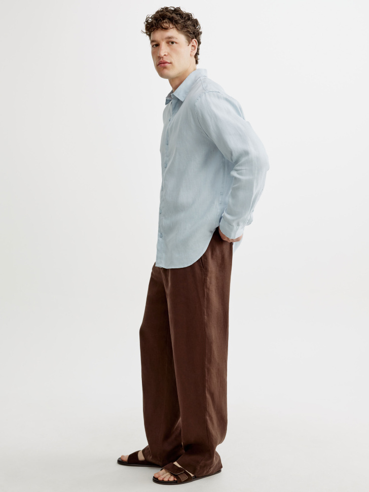 рубашка из 100% премиального льна из льна спереди