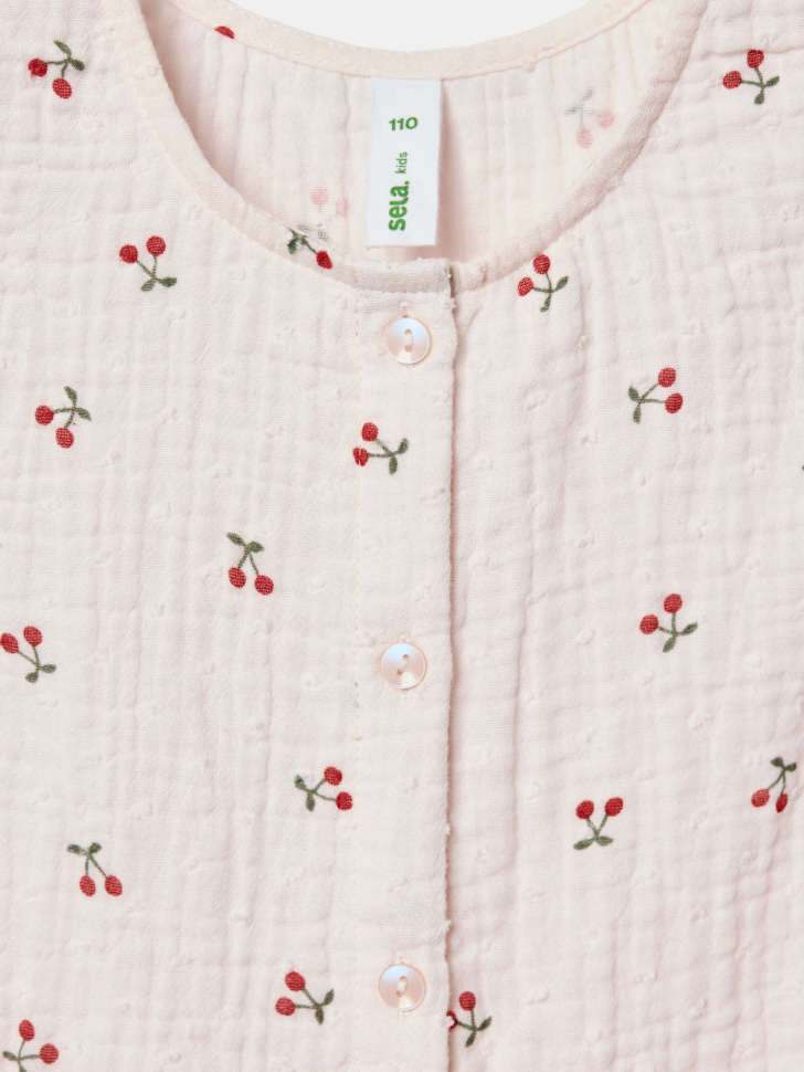 блузка из муслина с принтом для девочек из россии вид сбоку