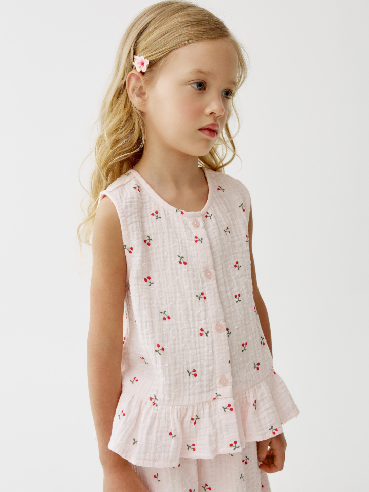 блузка из муслина с принтом для девочек 4610517656674 фотография