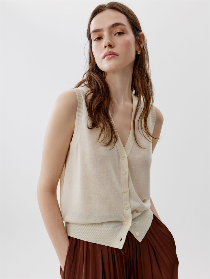 вязаный жилет из смесового лиоцелла с содержанием льна 4610517844255 фотография