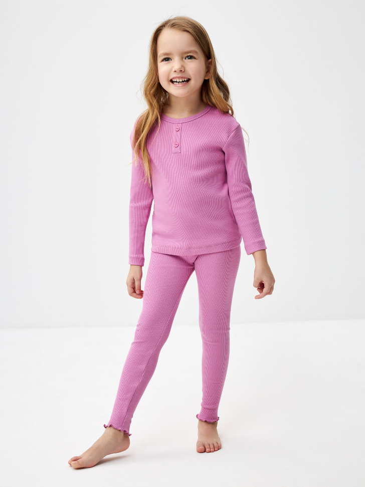 Пижама в рубчик для девочек (розовый, 116-122) sela 4680168482335