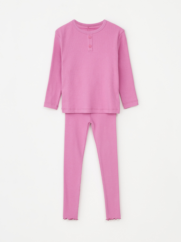 Пижама в рубчик для девочек (розовый, 116-122) sela 4680168482335 - фото 4
