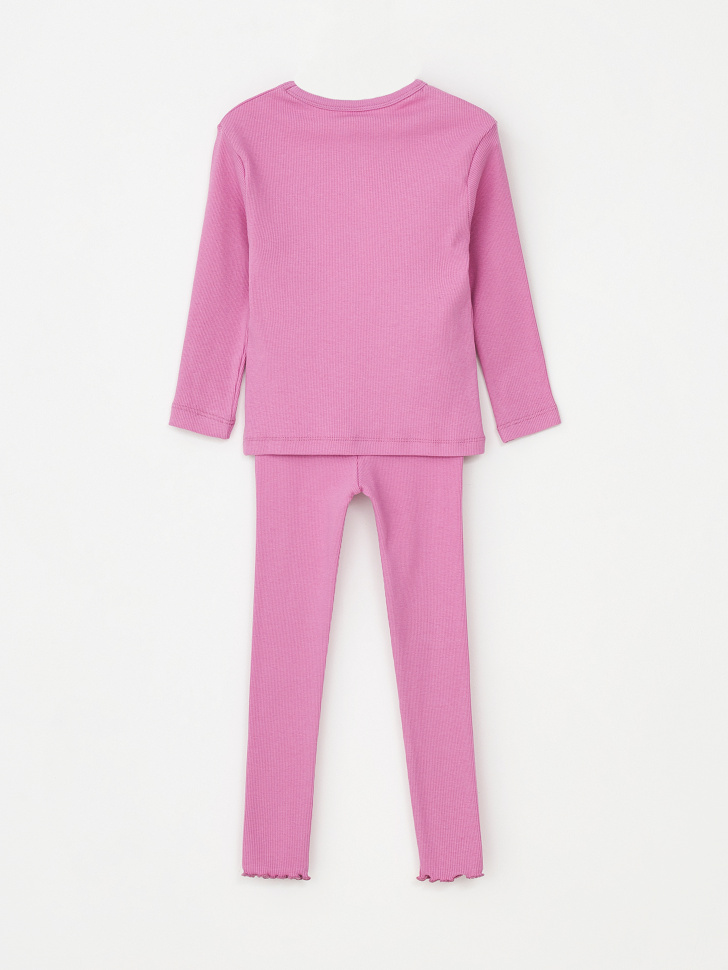 Пижама в рубчик для девочек (розовый, 104-110) sela 4680168482311 - фото 5
