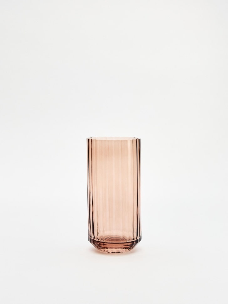 Стакан из стекла с рельефным узором, дымчато-розовый, арт. 16776