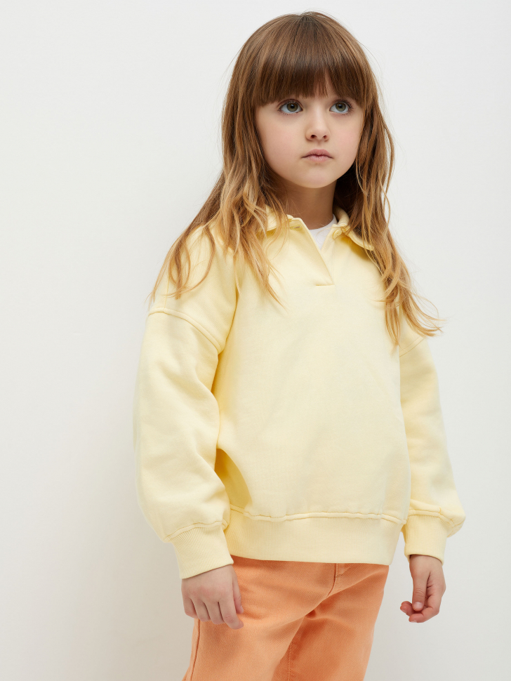 

Трикотажное поло с длинным рукавом для девочек, Желтый