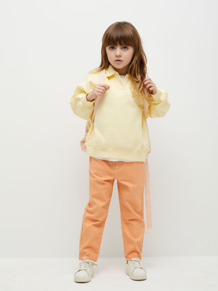 Трикотажное поло с длинным рукавом для девочек (желтый, 92) sela 4680129463083 - фото 7