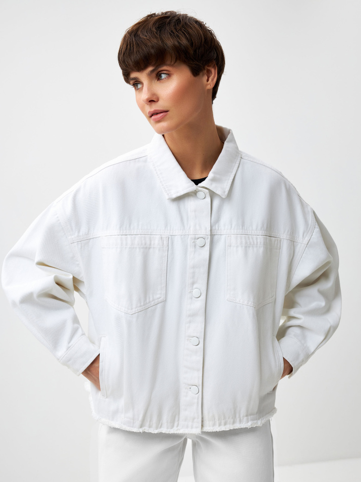 Джинсовая куртка оверсайз (белый, M)