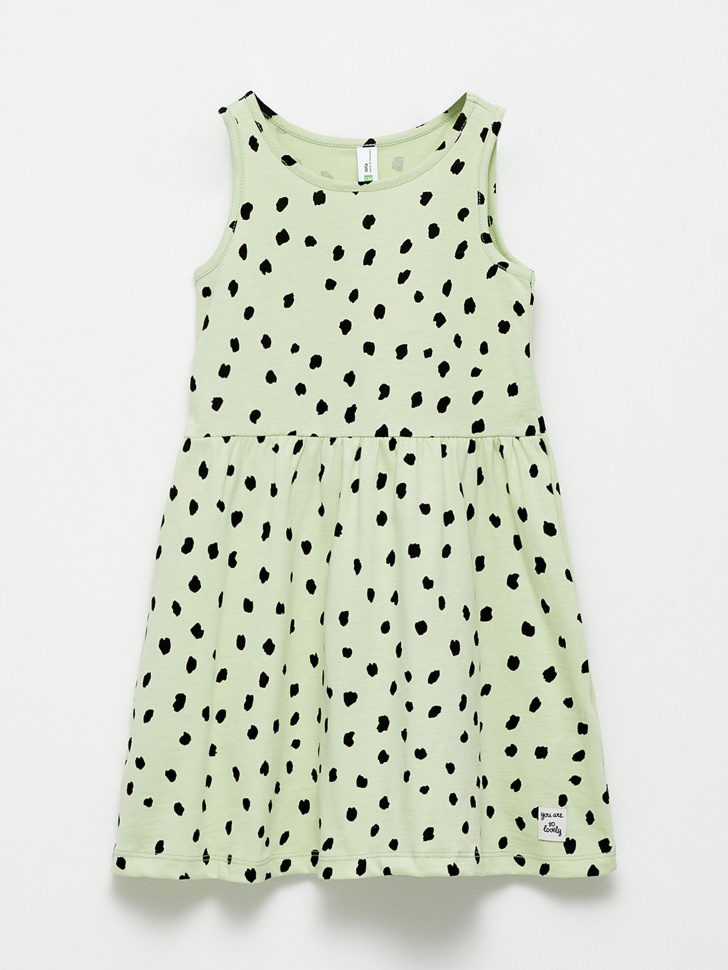 Трикотажное платье с принтом для девочек (зеленый, 92) от Sela