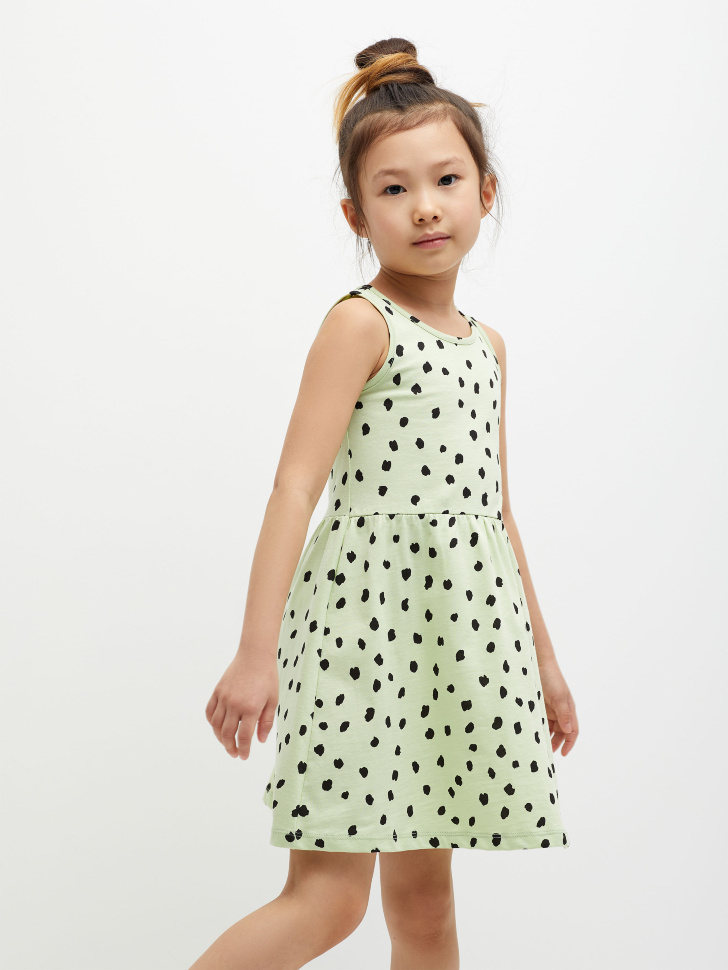 Трикотажное платье с принтом для девочек (зеленый, 92) от Sela
