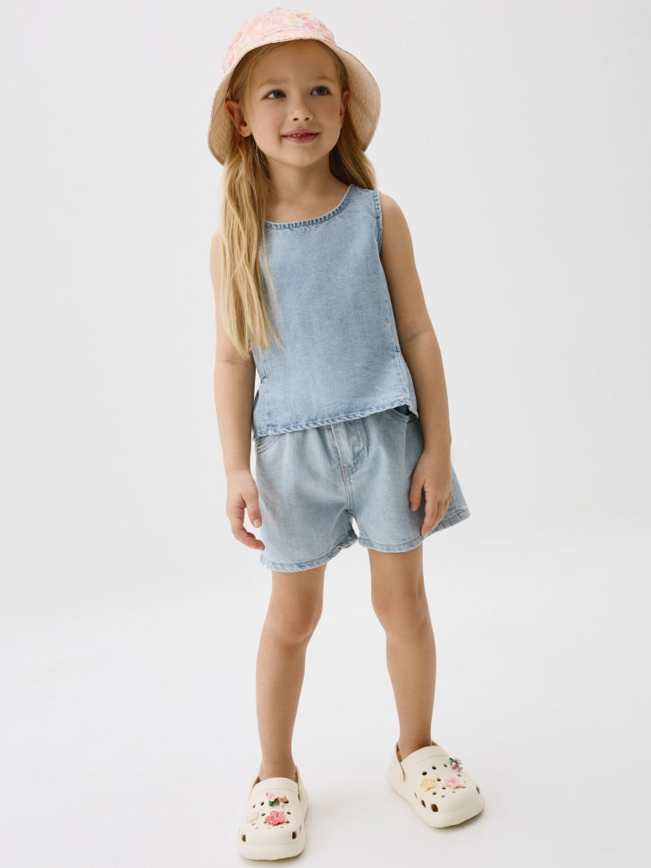 

Джинсовые шорты из хлопка и лиоцелла для девочек