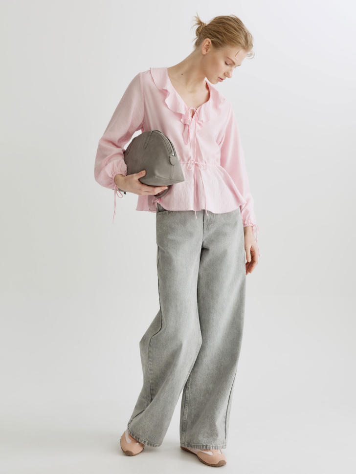 блуза с баской и оборками из россии вид сбоку