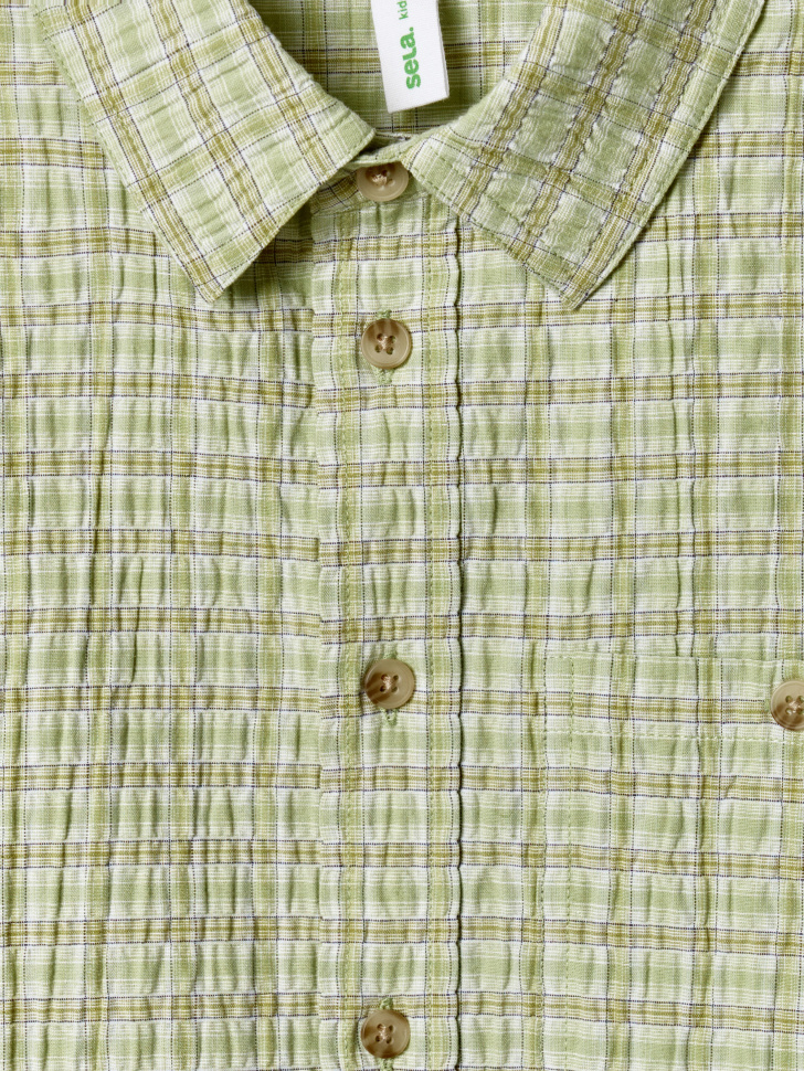 рубашка оверсайз в клетку для мальчиков из россии вид сбоку