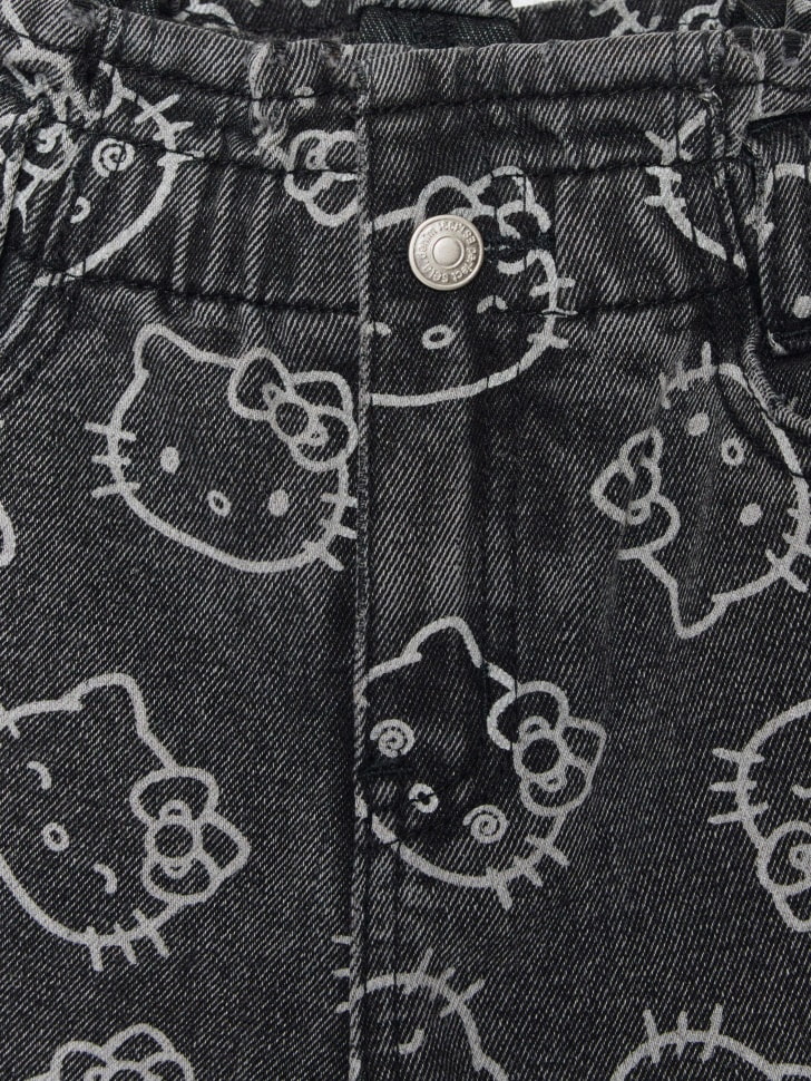 Утепленные джинсы Paperbag fit с Hello Kitty для девочек. Фото №4