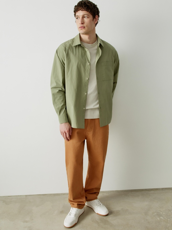 хлопковая рубашка свободного кроя от бренда sela вид слева