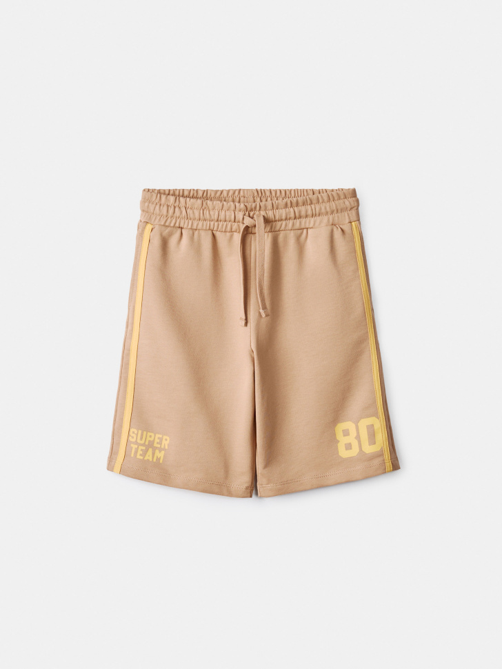 Шорты Sela удлиненные с лампасами, бежевый, арт. 54740