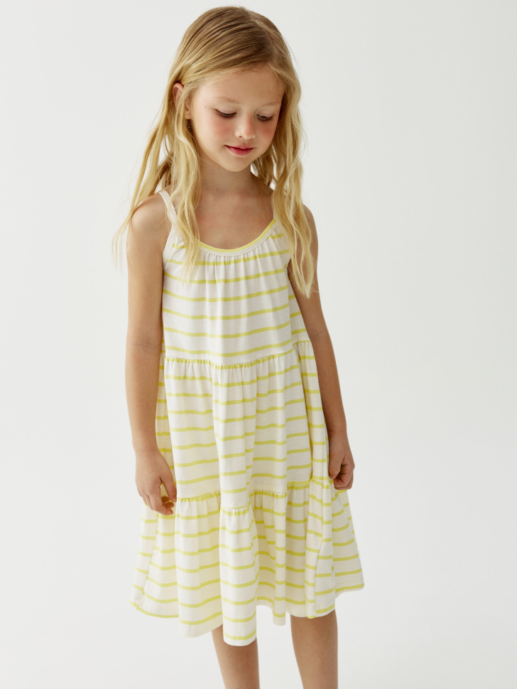 Трикотажное платье Sela на бретелях, белый, арт. 52743