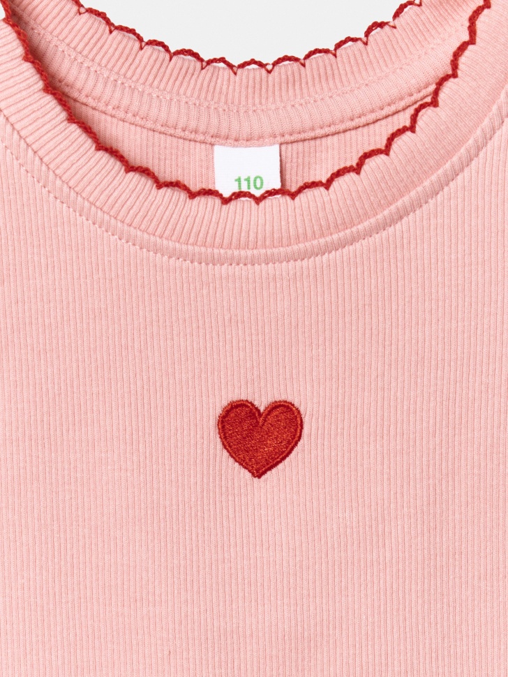 майка в рубчик с вышивкой для девочек из россии вид сбоку