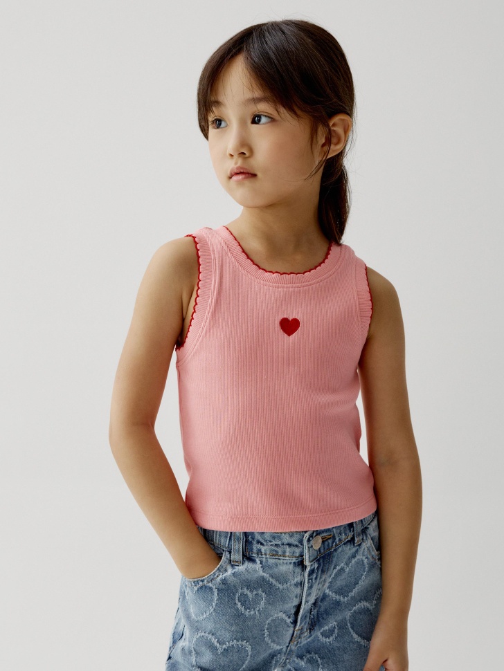 майка в рубчик с вышивкой для девочек 4610517721020 фотография