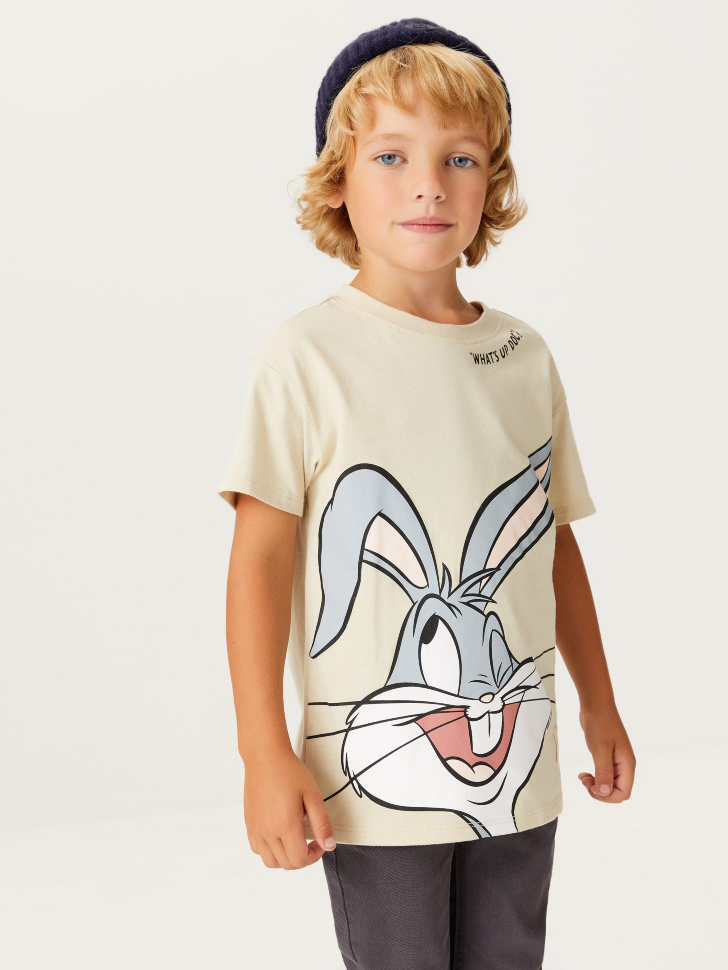 Футболка с принтом Looney Tunes для мальчиков (бежевый, 116/ 6-7 YEARS) sela 4640078901807 - фото 1