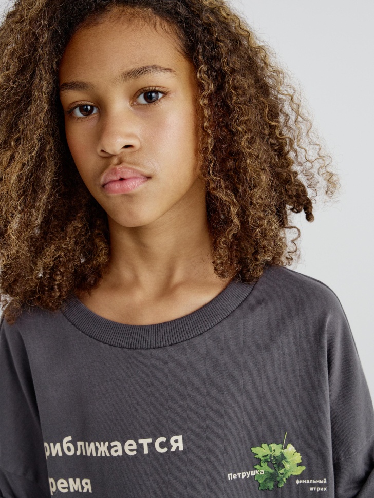 футболка оверсайз с новогодним принтом для девочек 4680798763446 в интернет магазине