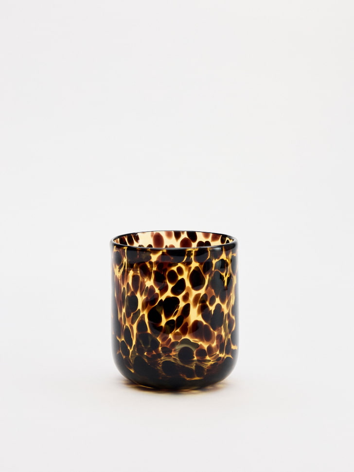 Стакан из стекла с анималистичным принтом, коричневый, черный, арт. stakan001