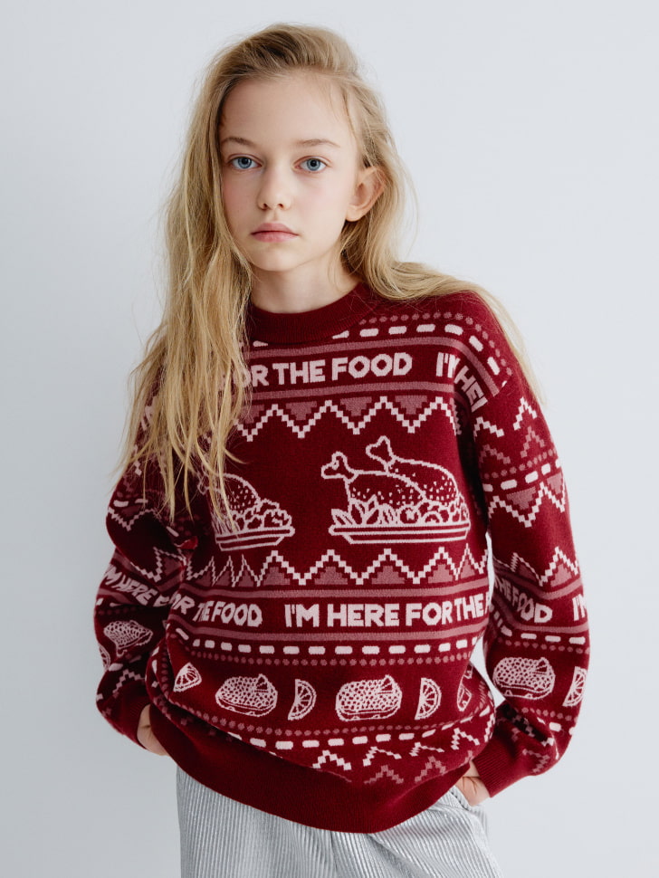 

Новогодний вязаный джемпер для девочек, SL5811050601