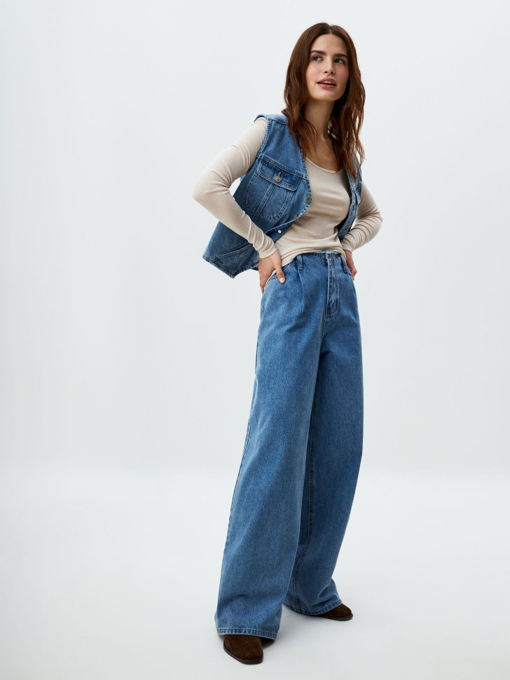 

Джинсы Wide Leg с открытым срезом на поясе