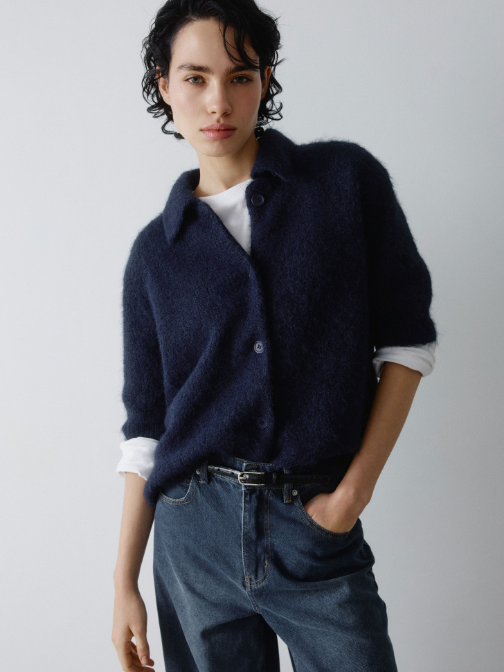 пушистый кардиган с содержанием шерсти 4610517186829 фотография