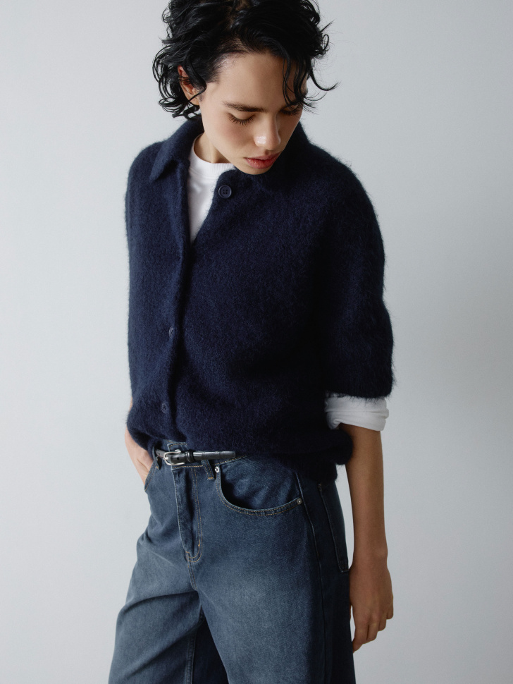 пушистый кардиган с содержанием шерсти 4610517186829 купить с доставкой