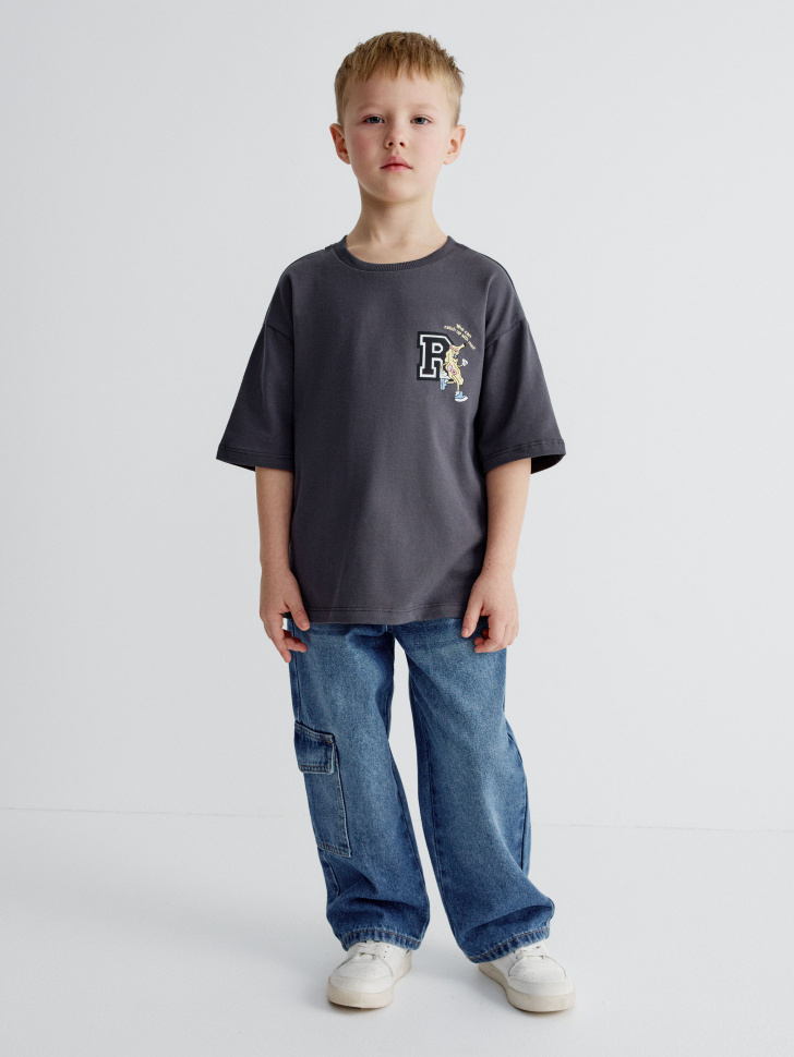 футболка оверсайз с принтом для мальчиков от бренда sela вид слева