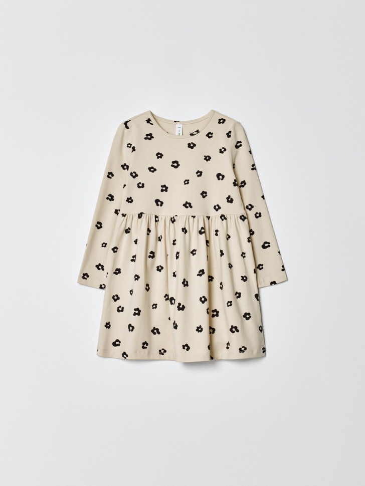 Трикотажное платье SELA для девочек с принтом, бежевый, арт. 34243